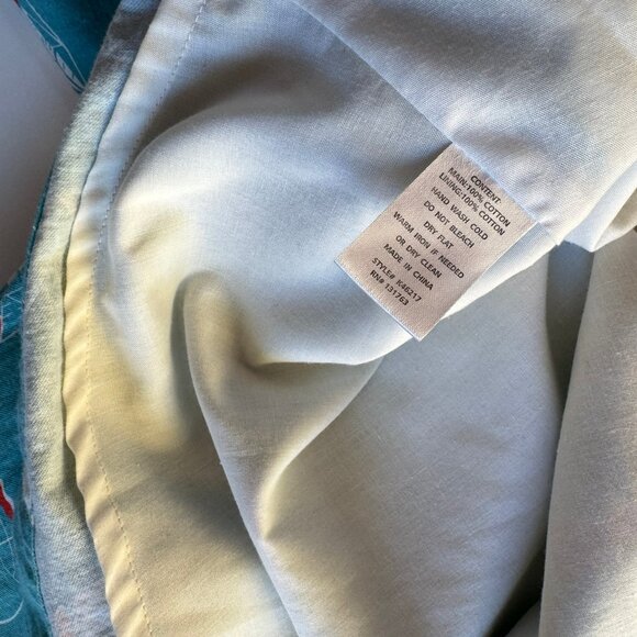 Knitted Dove Blue Retro Sailboat Print Dress sz L - Picture 11 of 12